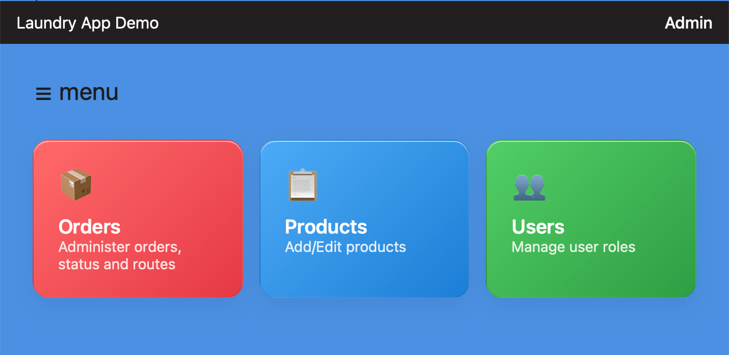 The Laundry App administration dashboard