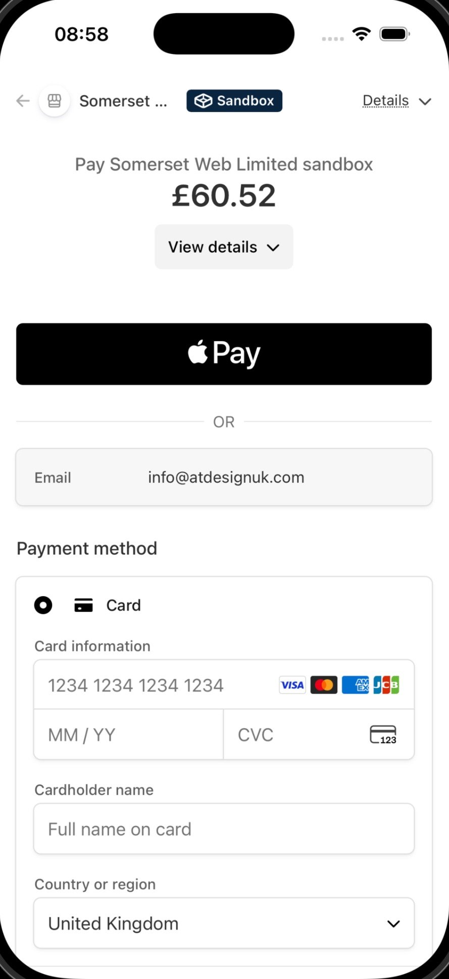 Customer securely paying for their order
